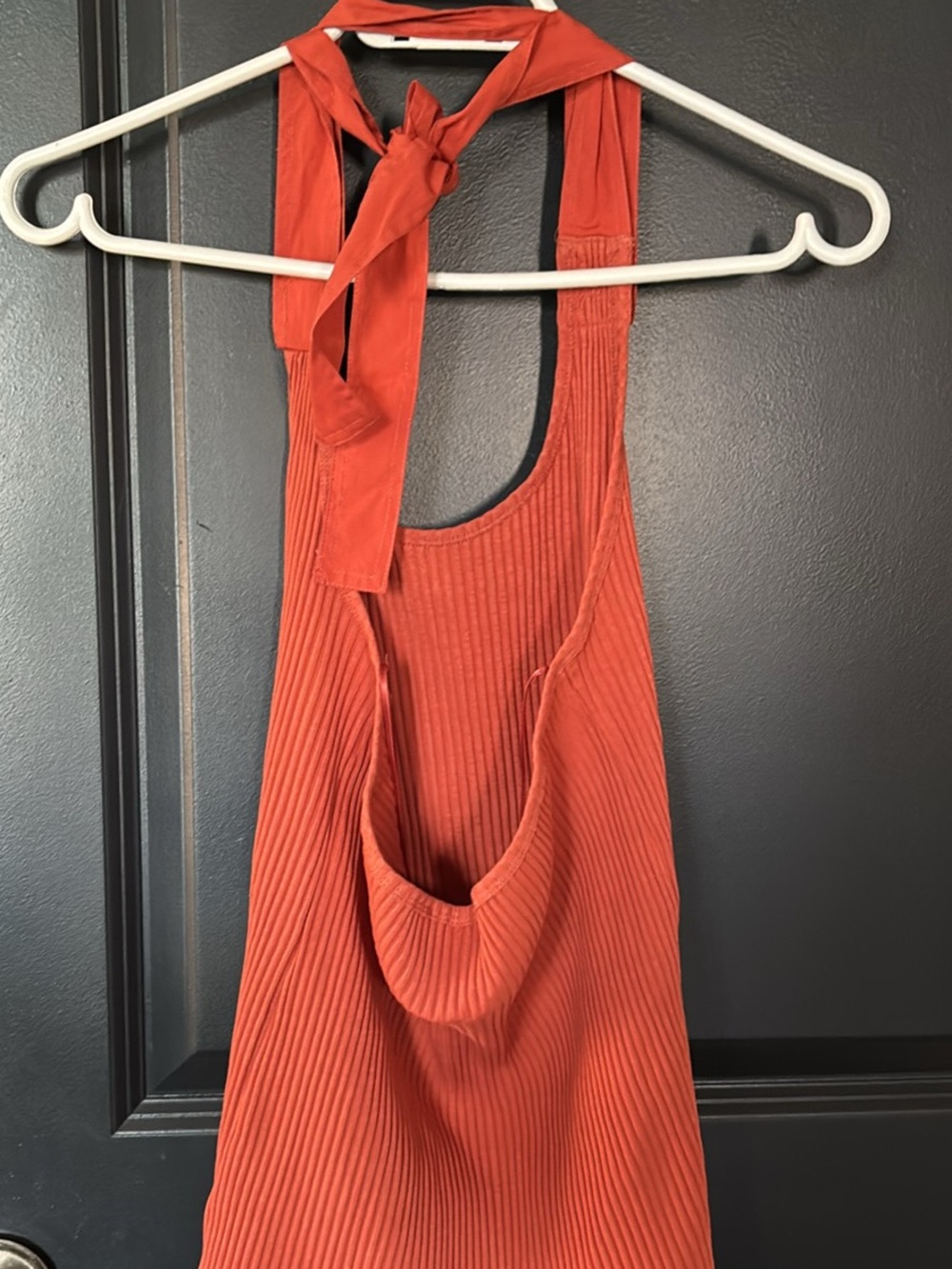 Zara Ribbed Halter Tank Top - Rust - Picture 3 of 3